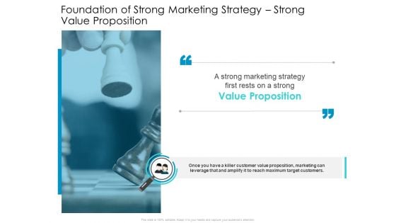 Developing New Sales And Marketing Strategic Approach Foundation Of Strong Marketing Strategy Strong Value Proposition  Formats