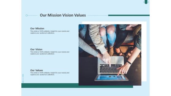 Developing Organization Partner Strategy Our Mission Vision Values Ppt Layouts Microsoft PDF