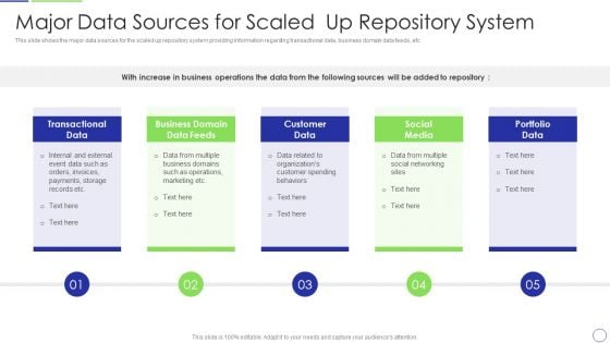 Developing Organization Primary Data Storage Action Plan Major Data Sources For Scaled Up Mockup PDF