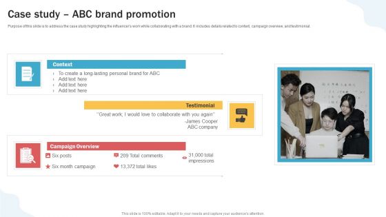 Developing Personal Brand On Social Media Channels Case Study Abc Brand Promotion Background PDF