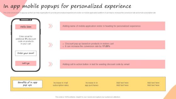 Developing Promotional Strategic Plan For Online Marketing In App Mobile Popups Portrait PDF
