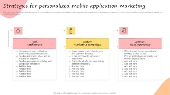 Developing Promotional Strategic Plan For Online Marketing Strategies For Personalized Mobile Application Marketing Inspiration PDF