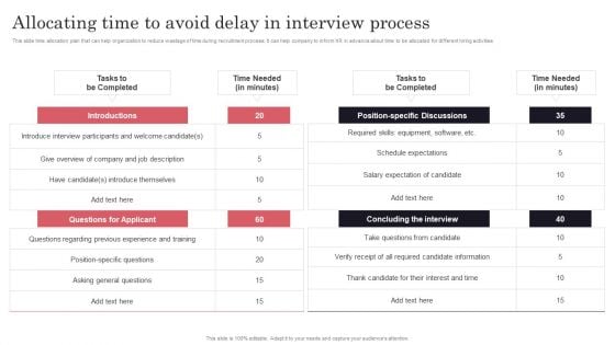 Developing Recruitment Allocating Time To Avoid Delay In Interview Process Graphics PDF Developing Recruitment Allocating Time To Avoid Delay In Interview Process Graphics PDF