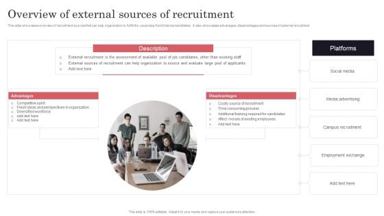 Developing Recruitment Overview Of External Sources Of Recruitment Icons PDF