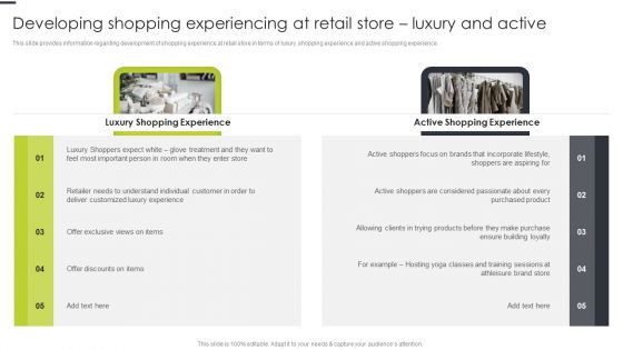 Developing Shopping Experiencing At Retail Store Luxury And Active Themes PDF