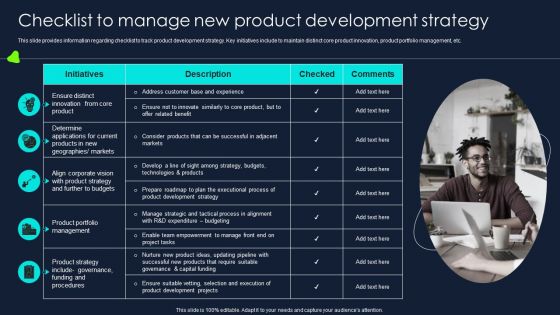 Developing Significant Business Checklist To Manage New Product Development Strategy Formats PDF
