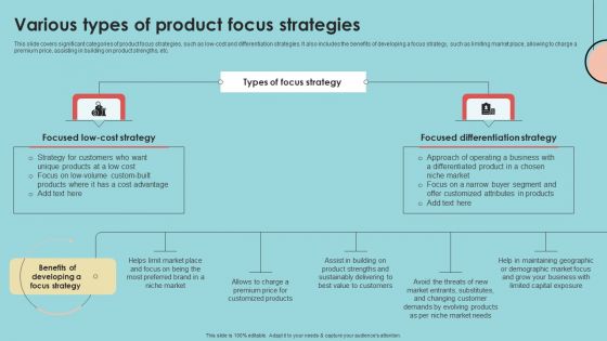 Developing Successful Product Offering Strategy Various Types Of Product Focus Strategies Inspiration PDF