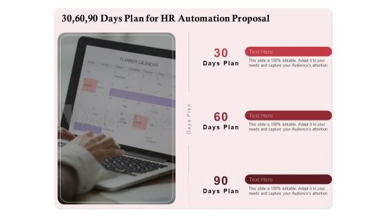 Development And Implementation 30 60 90 Days Plan For HR Automation Proposal Summary PDF