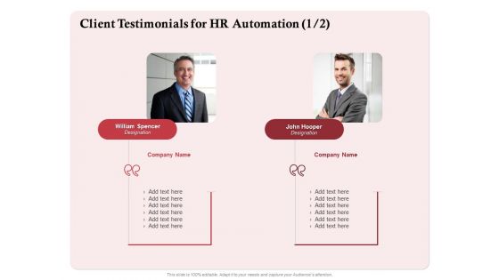 Development And Implementation Client Testimonials For HR Automation Guidelines PDF