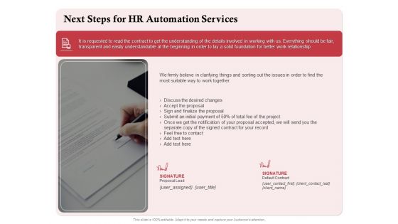 Development And Implementation Next Steps For HR Automation Services Professional PDF