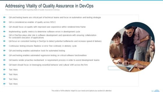 Development And Operations Quality Assurance And Validation IT Addressing Vitality Of Quality Template PDF