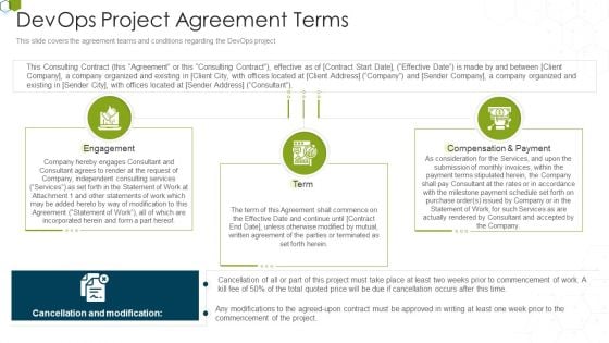 Devops Advisory Management Proposal IT Devops Project Agreement Terms Themes PDF