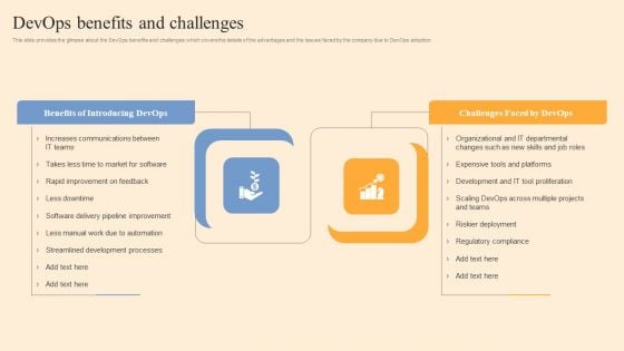 Devops Benefits And Challenges Ppt Slides Background Image PDF