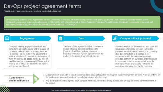 Devops Deployment And Transformation Services Advisory Devops Project Agreement Terms Elements PDF