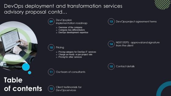 Devops Deployment And Transformation Services Advisory Proposal Slide Ideas PDF