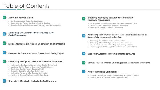 Devops In Hybrid Prototype IT Table Of Contents Pictures PDF