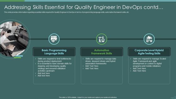 Devops Quality Assurance And Testing To Improve Speed And Quality IT Addressing Skills Essential For Quality Graphics PDF