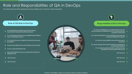 Devops Quality Assurance And Testing To Improve Speed And Quality IT Role And Responsibilities Of Qa In Devops Slides PDF