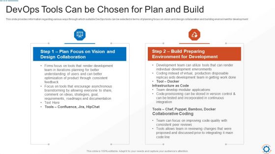 Devops Tools Can Be Chosen For Plan And Build Icons PDF