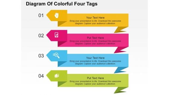 Diagram Of Colorful Four Tags Powerpoint Templates