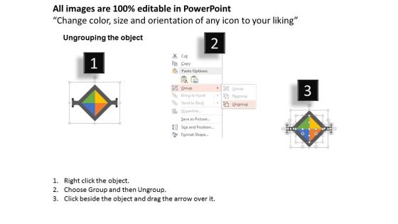 Diagram With Two Corners And Four Icons Powerpoint Template