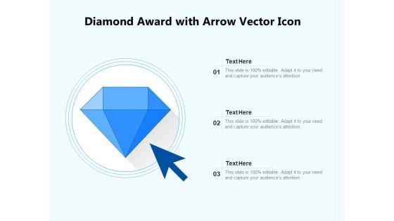 Diamond Award With Arrow Vector Icon Ppt PowerPoint Presentation Outline Deck PDF
