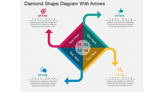 Diamond Shape Diagram With Arrows Powerpoint Template