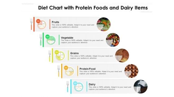 Diet Chart With Protein Foods And Dairy Items Ppt PowerPoint Presentation Pictures Images PDF