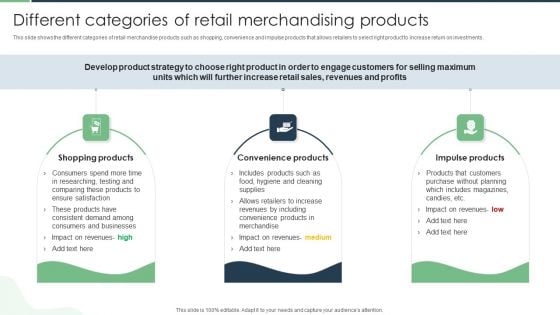 Different Categories Of Retail Merchandising Products Brochure PDF