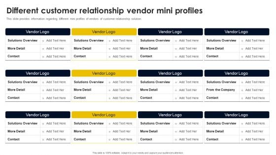 Different Customer Relationship Vendor Mini Profiles Diagrams PDF Different Customer Relationship Vendor Mini Profiles Diagrams PDF