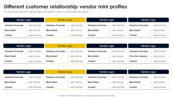 Different Customer Relationship Vendor Mini Profiles Diagrams PDF