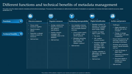 Different Functions And Technical Benefits Of Metadata Management Structure PDF