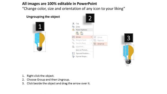 Different Light Bulbs For Idea Powerpoint Template
