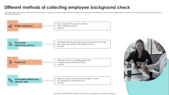 Different Methods Of Collecting Employee Background Check Introduction PDF