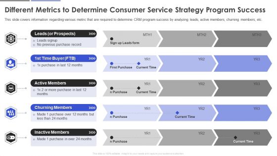 Different Metrics To Determine Consumer Service Strategy Program Success Inspiration PDF