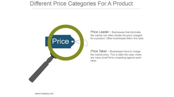 Different Price Categories For A Product Powerpoint Templates