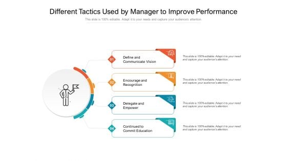 Different Tactics Used By Manager To Improve Performance Ppt PowerPoint Presentation Gallery Tips PDF