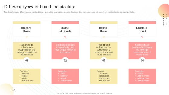 Different Types Of Brand Architecture Multi Branding Approaches For Different Inspiration PDF