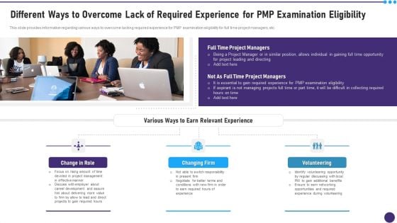 Different Ways To Overcome Lack Of Required Experience For PMP Examination Eligibility Inspiration PDF Different Ways To Overcome Lack Of Required Experience For PMP Examination Eligibility Inspiration PDF