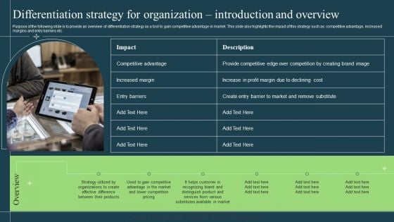 Differentiation Techniques Ways To Surpass Competitors Differentiation Strategy For Organization Introduction And Overview Introduction PDF