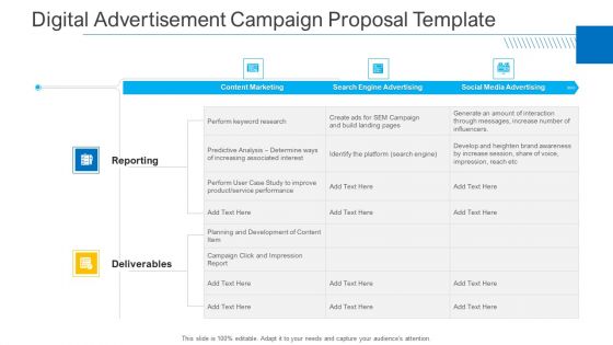 Digital Advertisement Campaign Proposal Template Slides PDF