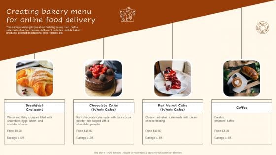 Digital Advertising Plan For Bakery Business Creating Bakery Menu For Online Food Guidelines PDF