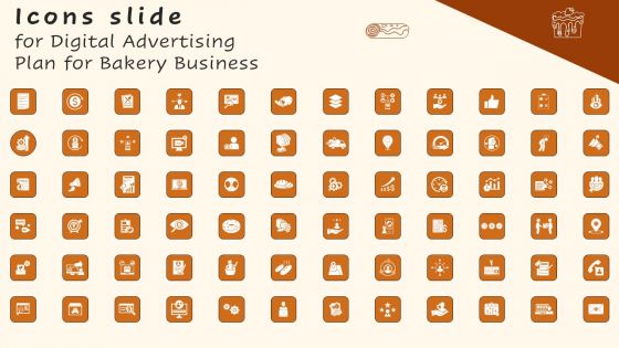 Digital Advertising Plan For Bakery Business Icons Slide Sample PDF