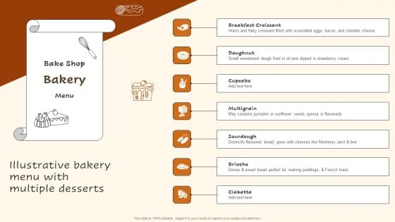 Digital Advertising Plan For Bakery Business Illustrative Bakery Menu With Multiple Desserts Rules PDF