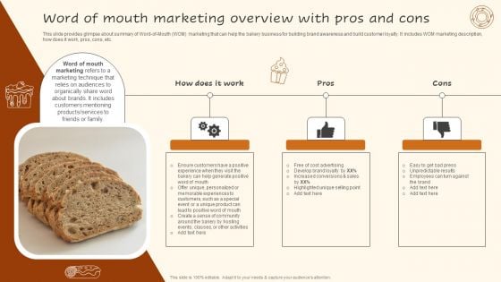 Digital Advertising Plan For Bakery Business Word Of Mouth Marketing Overview Pictures PDF