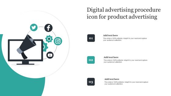 Digital Advertising Procedure Icon For Product Advertising Elements PDF