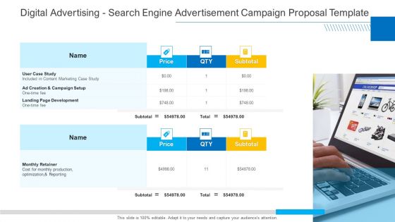 Digital Advertising Search Engine Advertisement Campaign Proposal Template Sample PDF