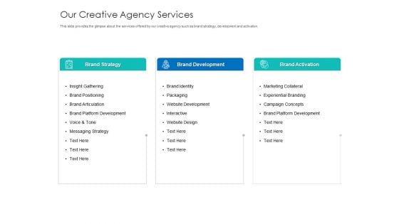 Digital Agency Pitch Presentation Our Creative Agency Services Ideas PDF