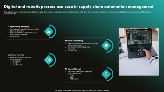 Digital And Robotic Process Use Case In Supply Chain Automation Management Themes PDF