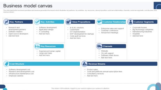 Digital Application Software Development Business Profile Business Model Canvas Brochure PDF